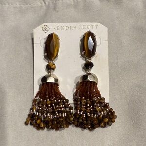 Kendra Scott Brown and Silver Beaded Tassel Earrings
